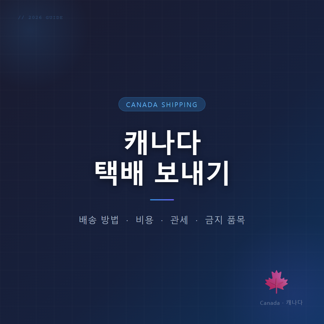 캐나다 택배 보내기 완벽 가이드 (2026) — 배송 방법·비용·관세·금지 품목까지